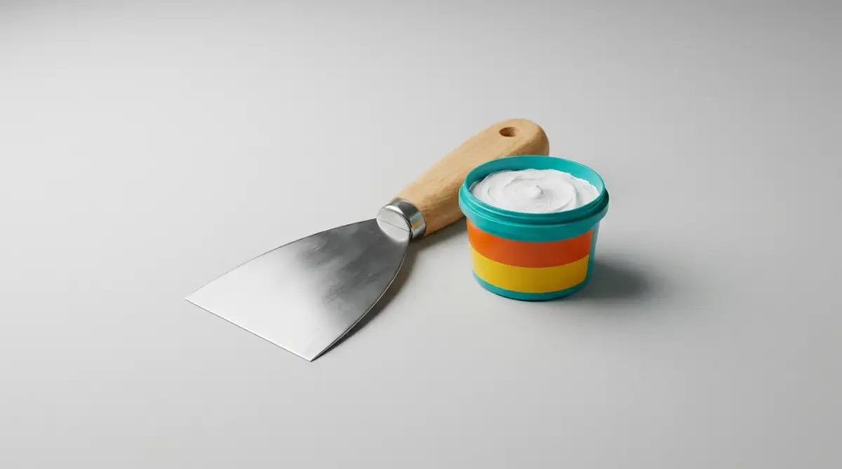 Hand applying spackle to a small hole in a white drywall surface