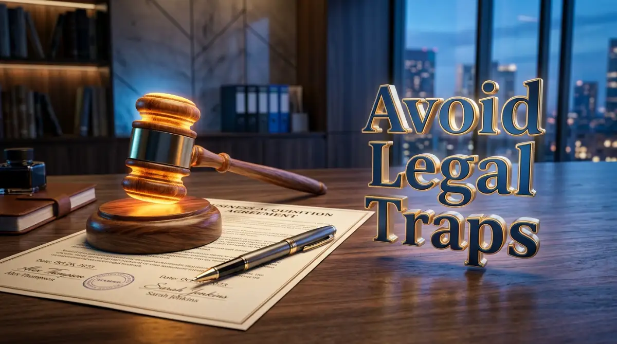 A wooden gavel resting on top of organized business contract documents.